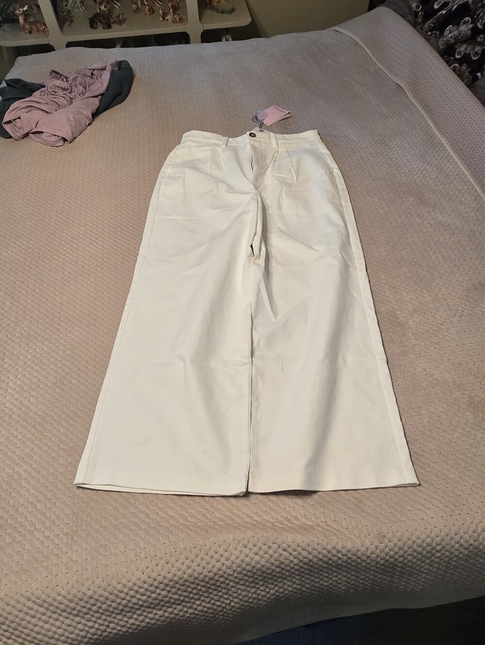 Anthropologie Cream Wide Leg   Jeans